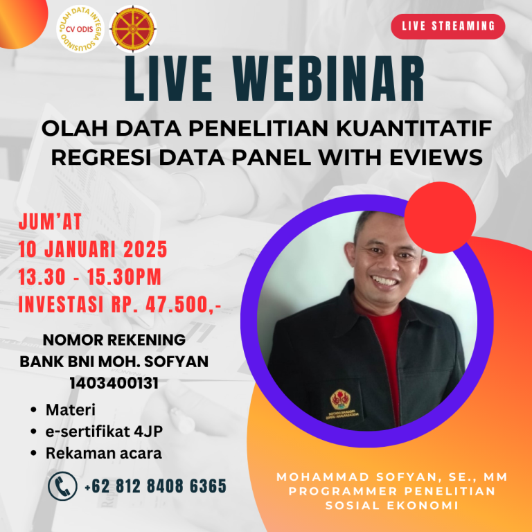 Webinar Olah Data Penelitian Kuantitatif Regresi Data Panel dengan Eviews V.12