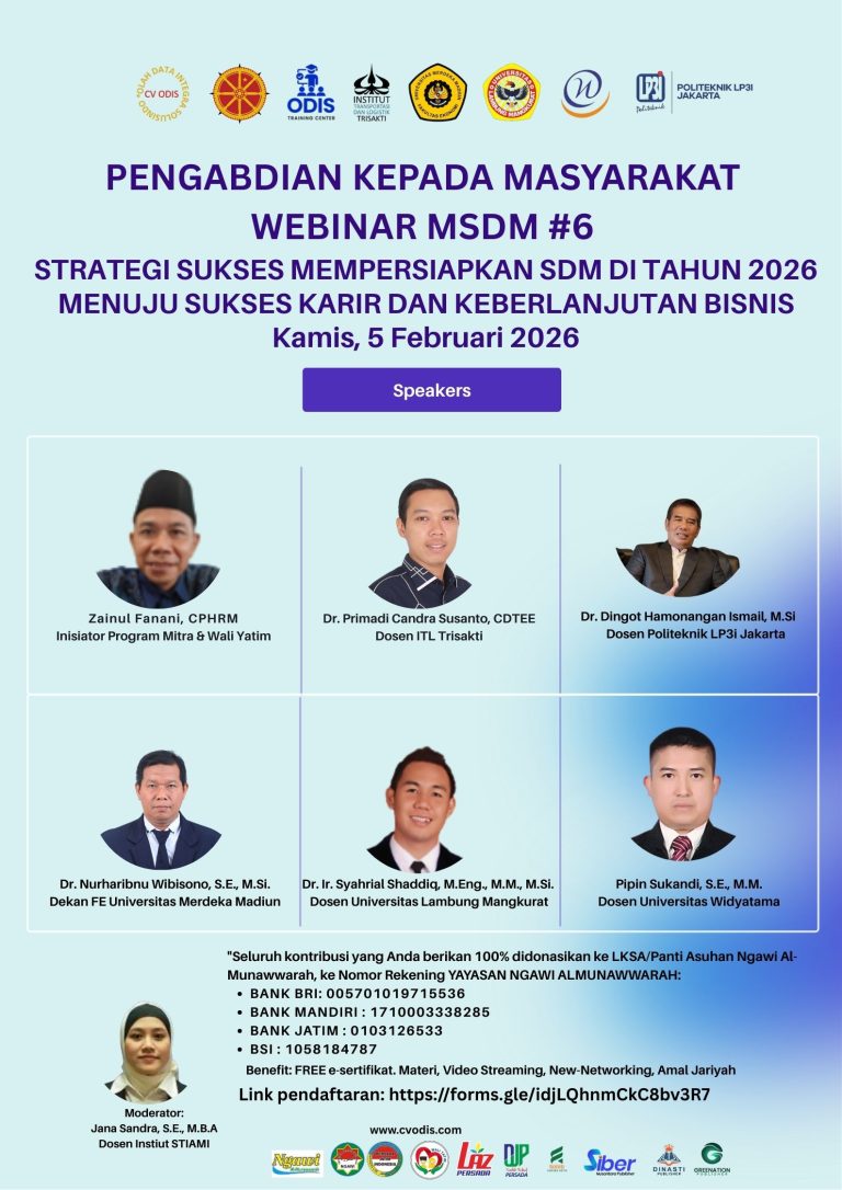 Pengabdian kepada Masyarakat – Webinar MSDM #6Strategi Sukses Mempersiapkan SDM di Tahun 2026 Menuju Sukses Karir dan Keberlanjutan Bisnis